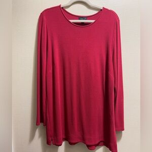 J.Jill Wearever Collection Tunic Blouse Womens Large Red Rayon Stretch